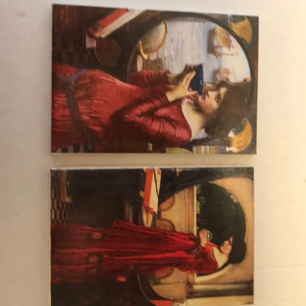 2 Canvas Vintage Red Lady Artwork